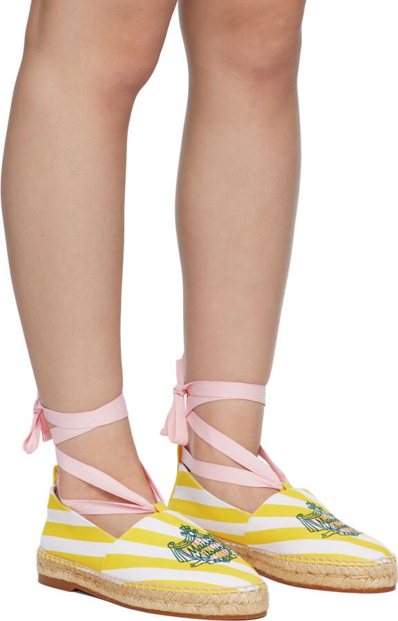 Maison Kitsuné White & Yellow Hotel Olympia Edition Poolside Stripes Espadrilles