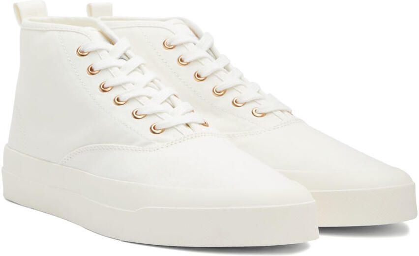Maison Kitsuné White Canvas High-Top Sneakers - Picture 2