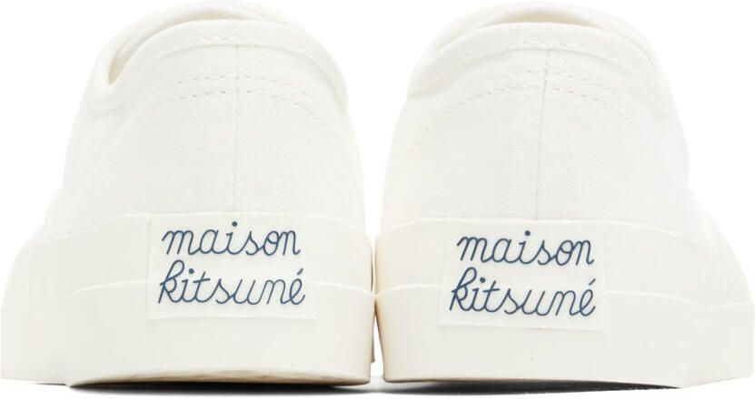 Maison Kitsuné White Canvas Laced Sneakers