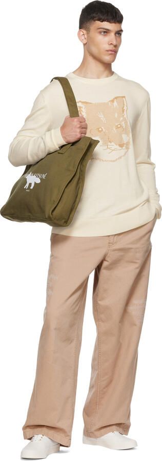 Maison Kitsuné White Canvas Laced Sneakers - Picture 3