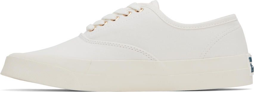 Maison Kitsuné White Canvas Laced Sneakers - Picture 6