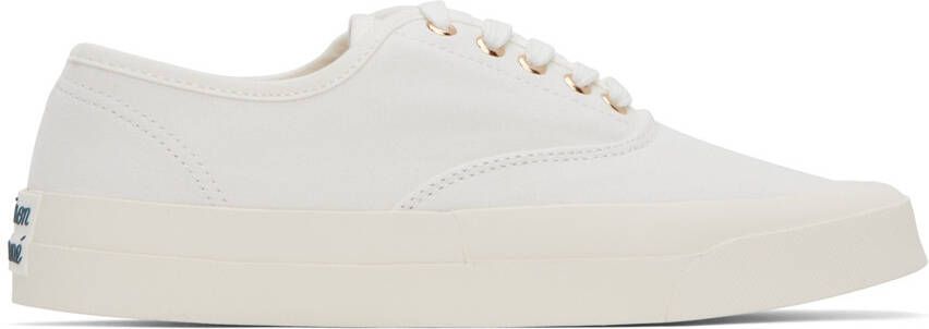 Maison Kitsuné White Canvas Laced Sneakers - Picture 8