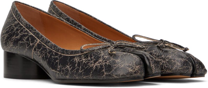 Maison Margiela Beige & Black Tabi Ballerina Heels - Picture 2