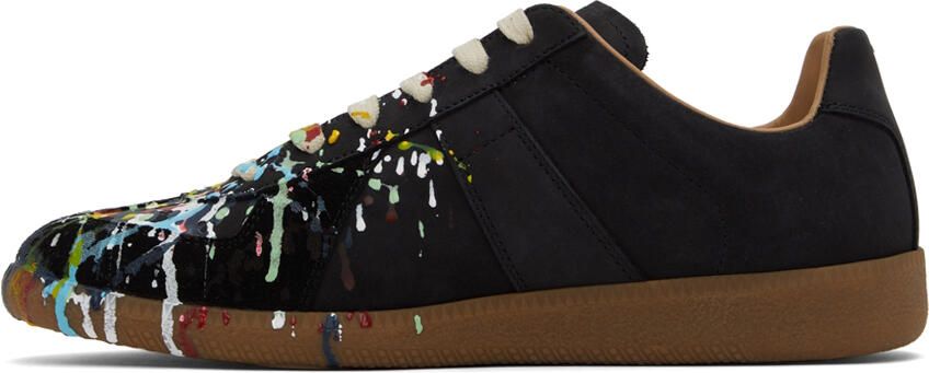 Maison Margiela Black & Multicolor Paint Drop Replica Sneakers - Picture 3