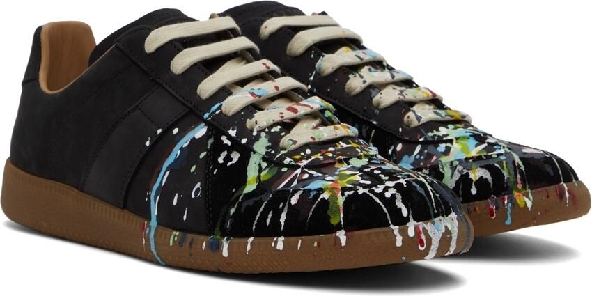 Maison Margiela Black & Multicolor Paint Drop Replica Sneakers