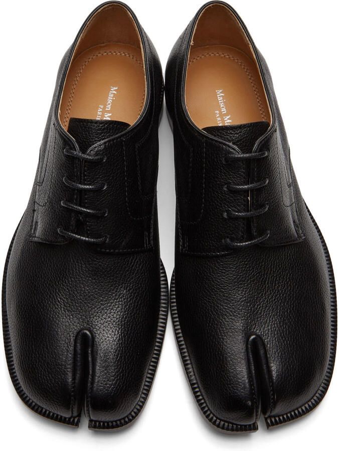 Maison Margiela Black Grained Tabi Derbys - Picture 1