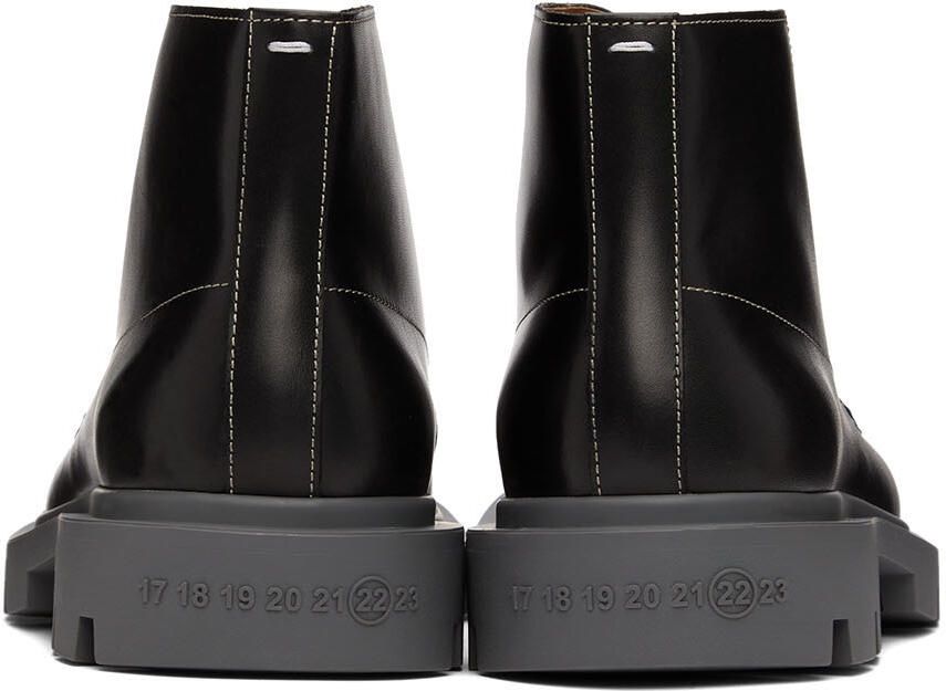 Maison Margiela Black Leather Lace-Up Boots - Picture 1