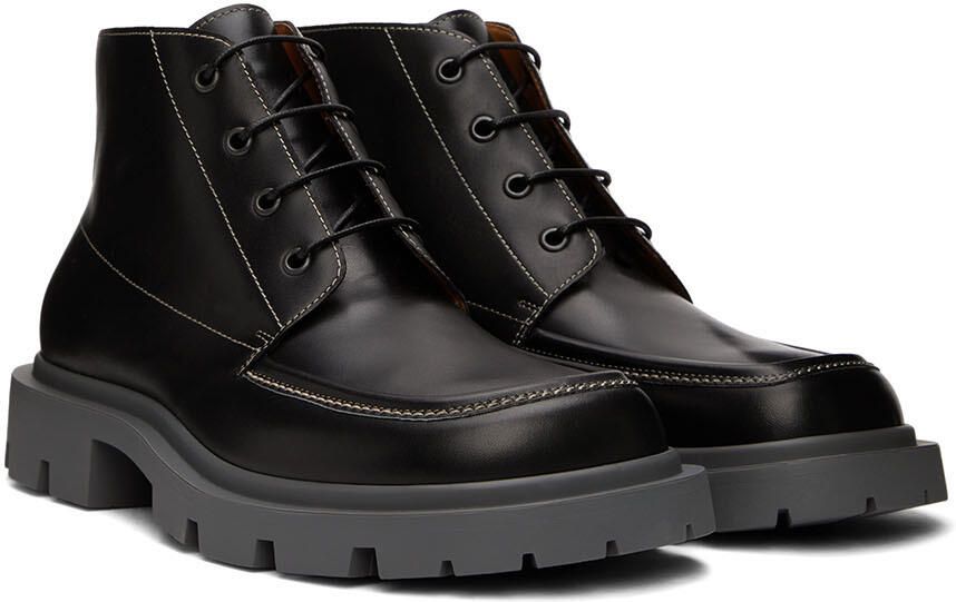 Maison Margiela Black Leather Lace-Up Boots - Picture 2