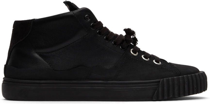 Maison Margiela Black Leather Mid-Top Sneakers