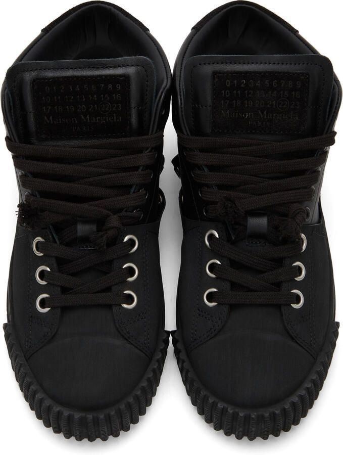 Maison Margiela Black Leather Mid-Top Sneakers