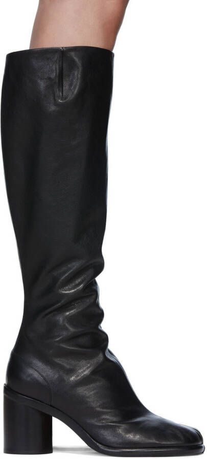 Maison Margiela Black Leather Tabi Tall Boots