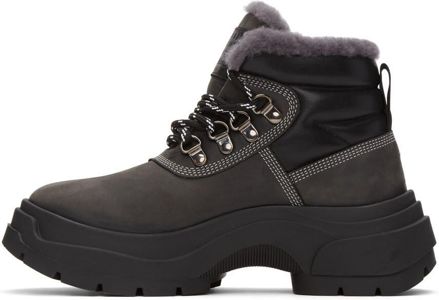 Maison Margiela Black Shearling Lace-Up Boots - Picture 4