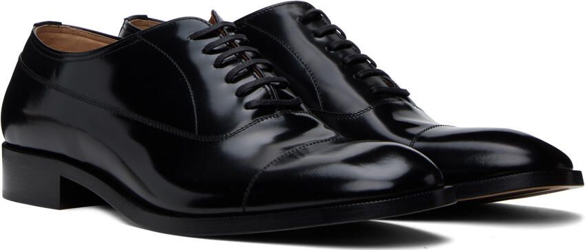 Maison Margiela Black Waxed Leather Oxfords - Picture 2
