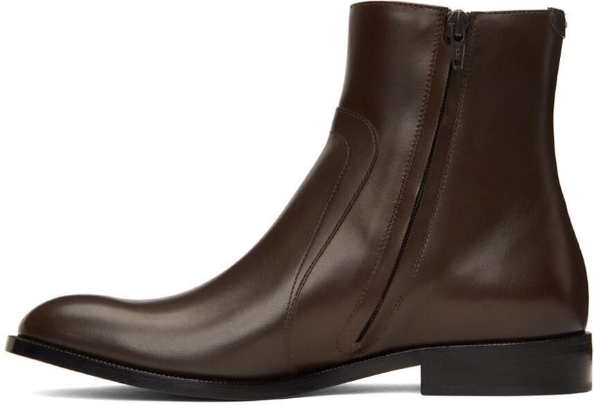 Maison Margiela Brown Leather Zip Boots - Picture 3