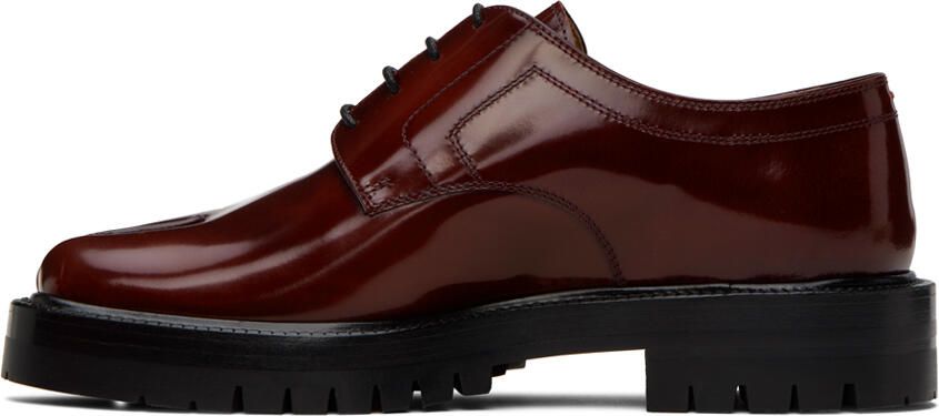 Maison Margiela Burgundy Tabi Lace-Up Derbys - Picture 3