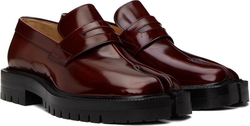 Maison Margiela Burgundy Tabi Loafers - Picture 2