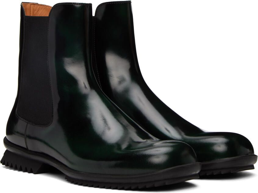 Maison Margiela Green Leather Chelsea Boots - Picture 2