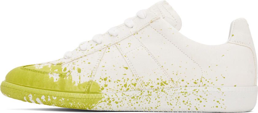 Maison Margiela White & Yellow Paint Replica Sneakers - Picture 3
