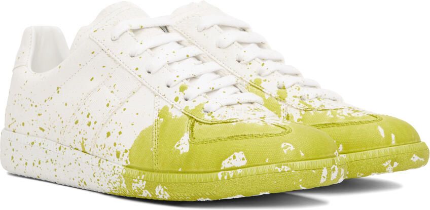 Maison Margiela White & Yellow Paint Replica Sneakers - Picture 2