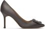 Manolo Blahnik Grey Satin Hangisi Heels - Thumbnail 1