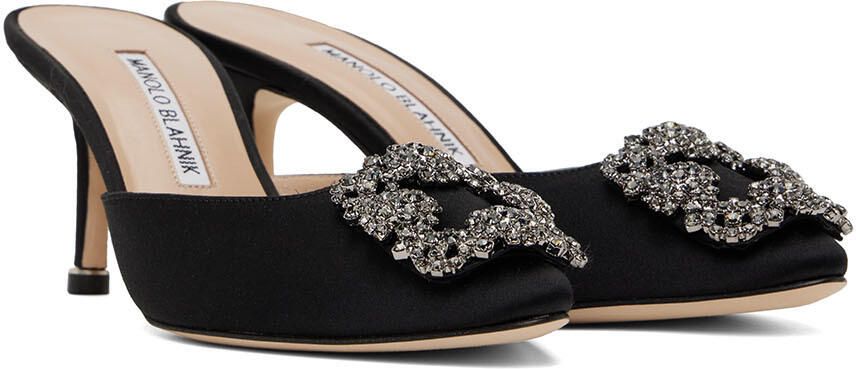 Manolo Blahnik Black Hangisimu Mules - Picture 2