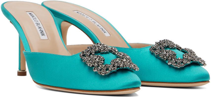 Manolo Blahnik Blue Hangisimu Mules - Picture 2