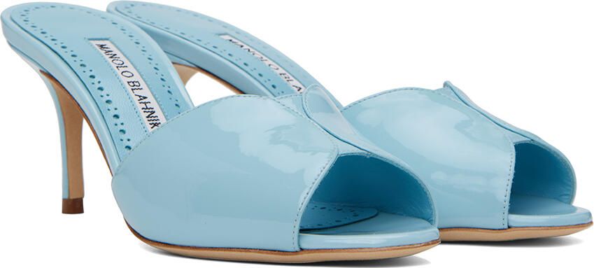 Manolo Blahnik Blue Houramu Mules - Picture 2
