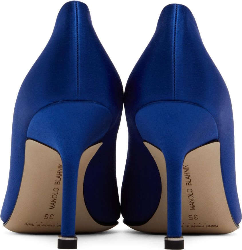 Manolo Blahnik Blue Satin Hangisi 90 Heels