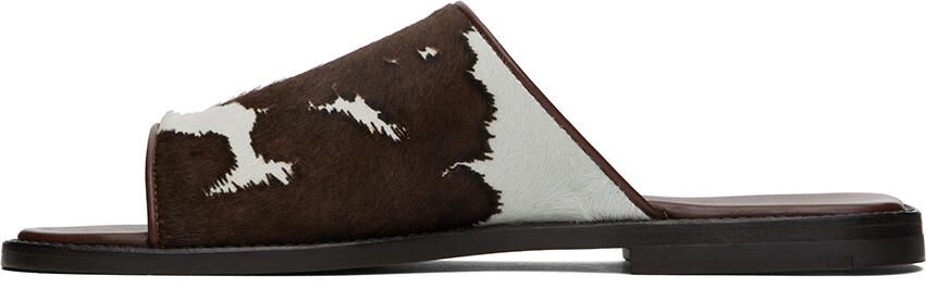 Manolo Blahnik Brown & White Vespasio Slippers - Picture 4