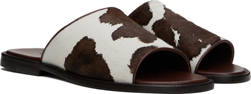 Manolo Blahnik Brown & White Vespasio Slippers - Picture 2