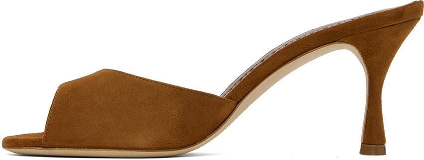Manolo Blahnik Brown Jada Mules - Picture 3