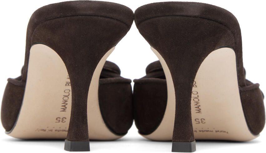 Manolo Blahnik Brown Maysale 70 Mules