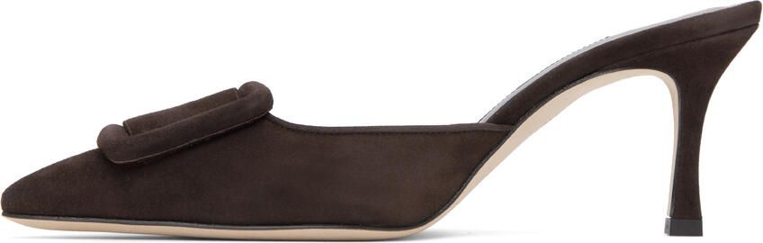 Manolo Blahnik Brown Maysale 70 Mules - Picture 3