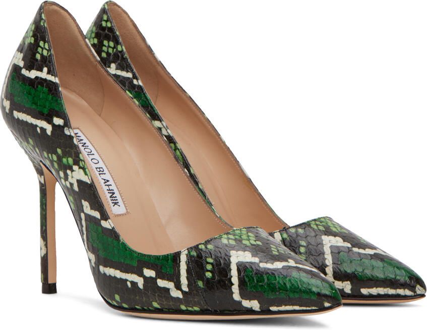 Manolo Blahnik Green BB Snakeskin Heels - Picture 2