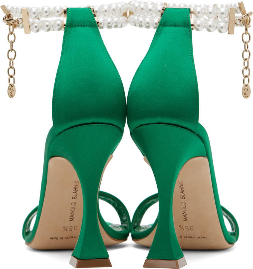 Manolo Blahnik Green Charona Heeled Sandals