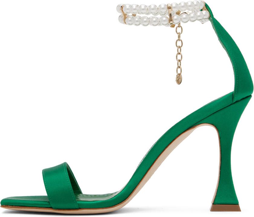 Manolo Blahnik Green Charona Heeled Sandals - Picture 3