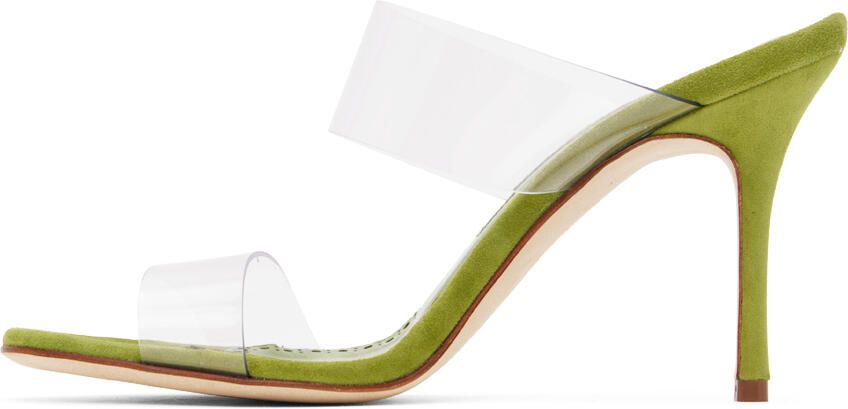 Manolo Blahnik Green Scolto Heeled Sandals - Picture 3