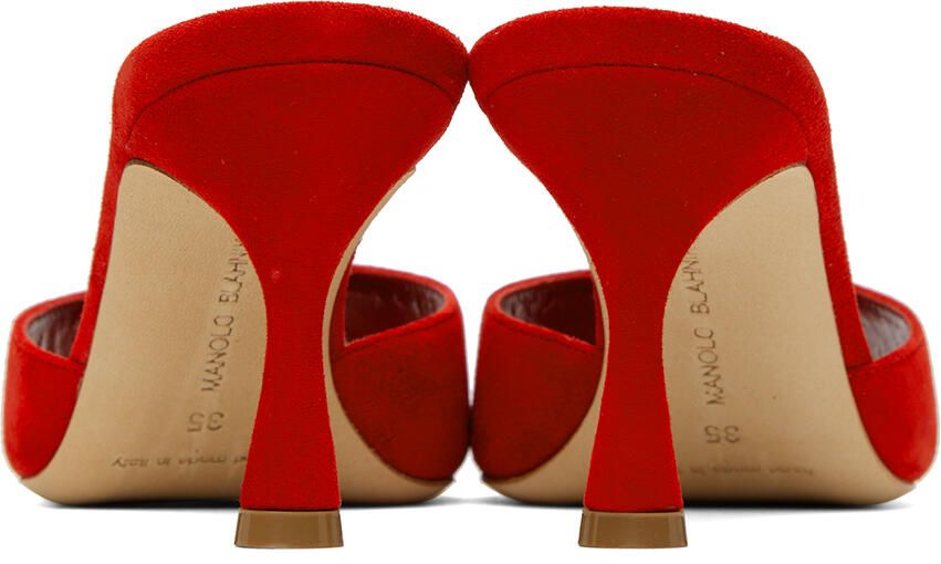 Manolo Blahnik Red Jada Mules