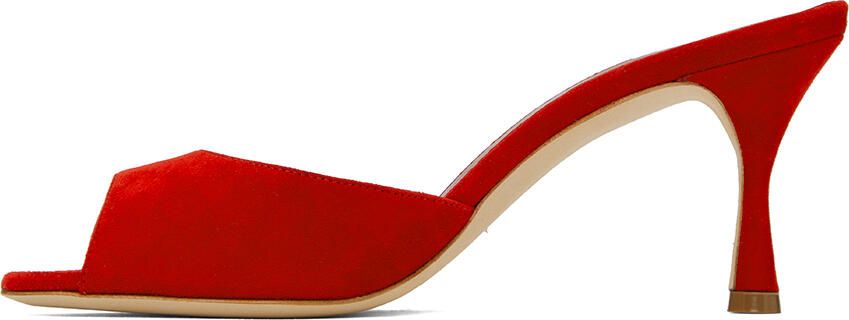 Manolo Blahnik Red Jada Mules - Picture 3