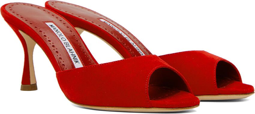 Manolo Blahnik Red Jada Mules - Picture 2