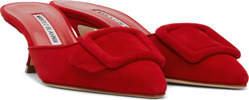 Manolo Blahnik Red Maysale 50 Mules - Picture 2
