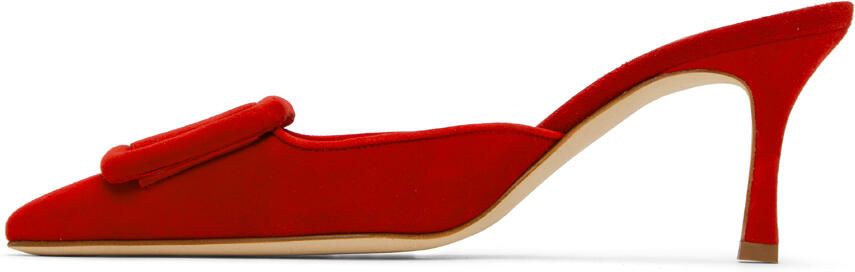 Manolo Blahnik Red Maysale 70 Mules - Picture 3