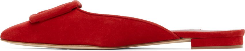 Manolo Blahnik Red Maysale Flat Slippers - Picture 4