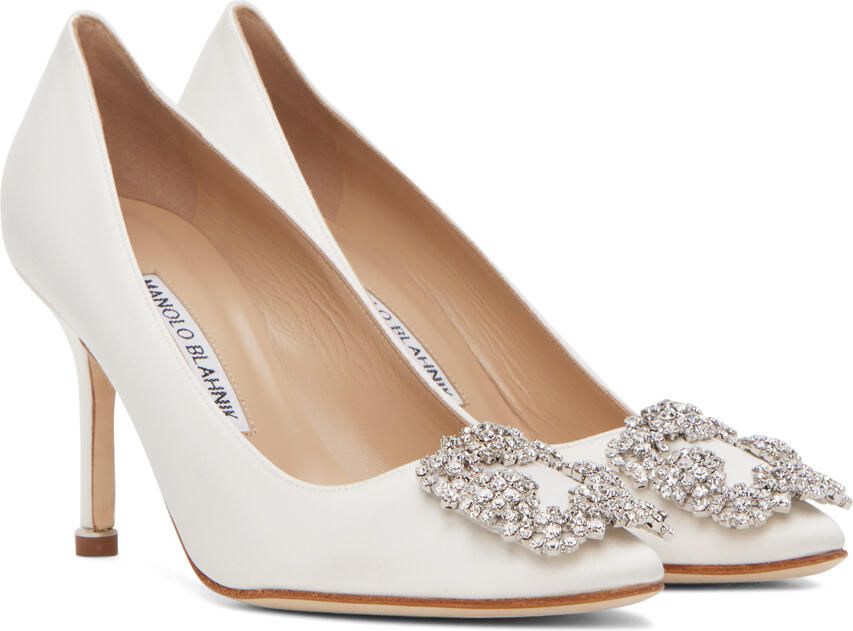 Manolo Blahnik White Hangisi 90 Heels - Picture 2