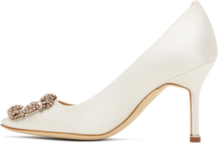 Manolo Blahnik White Hangisi Heels - Picture 3