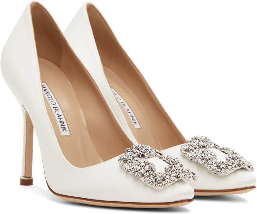 Manolo Blahnik White Hangisi Pumps - Picture 2