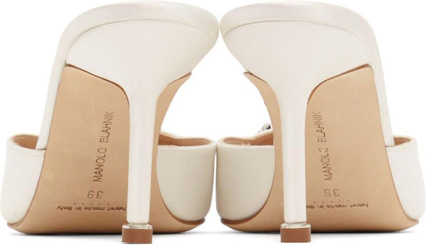 Manolo Blahnik White Hangisimu Mules