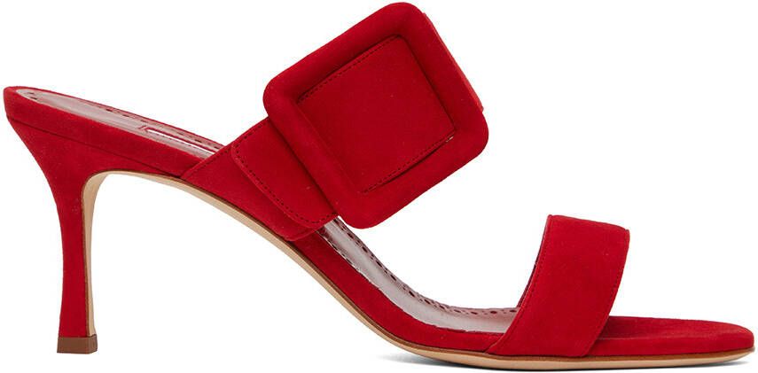Manolo Blahnik Red Gable Heeled Sandals