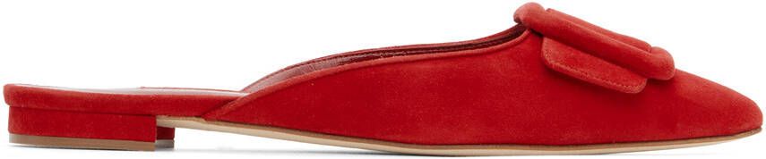 Manolo Blahnik Red Maysale Flat Slippers