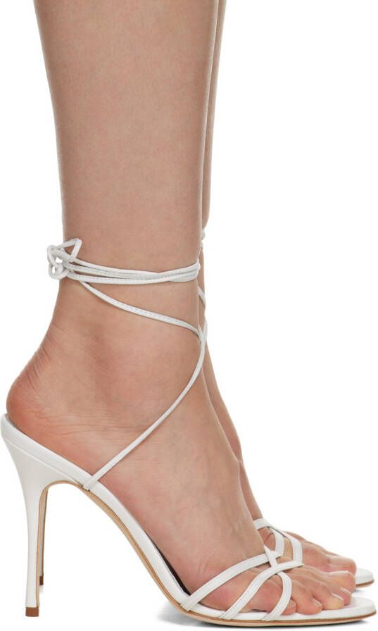 Manolo Blahnik White Leva Heeled Sandals